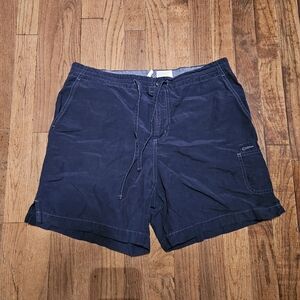 Women's Columbia Navy Blue Cargo Shorts Size Medium Zipper Drqwstring Outdoor